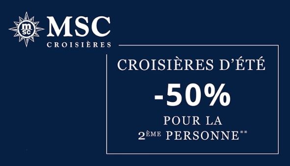 Croisière MSC à -50% pour la 2e pers.