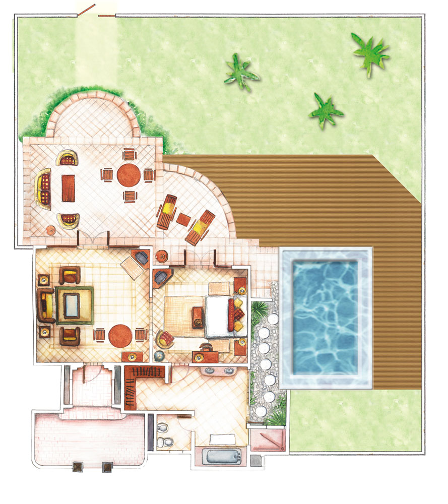 Plan senior pool villa © Beachcomber